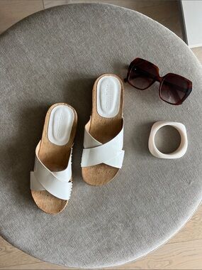Steve Madden White Sandals with Stud Accents
